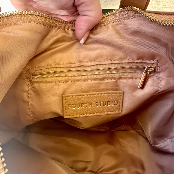 4th & Reckless, Camel Brown Faux Suede Crescent Shoulder Bag - Picture 4 of 7